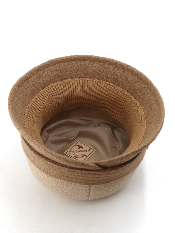Шляпка "Клош" с декором цвет бежевый-темно-бежевый Д-651/9