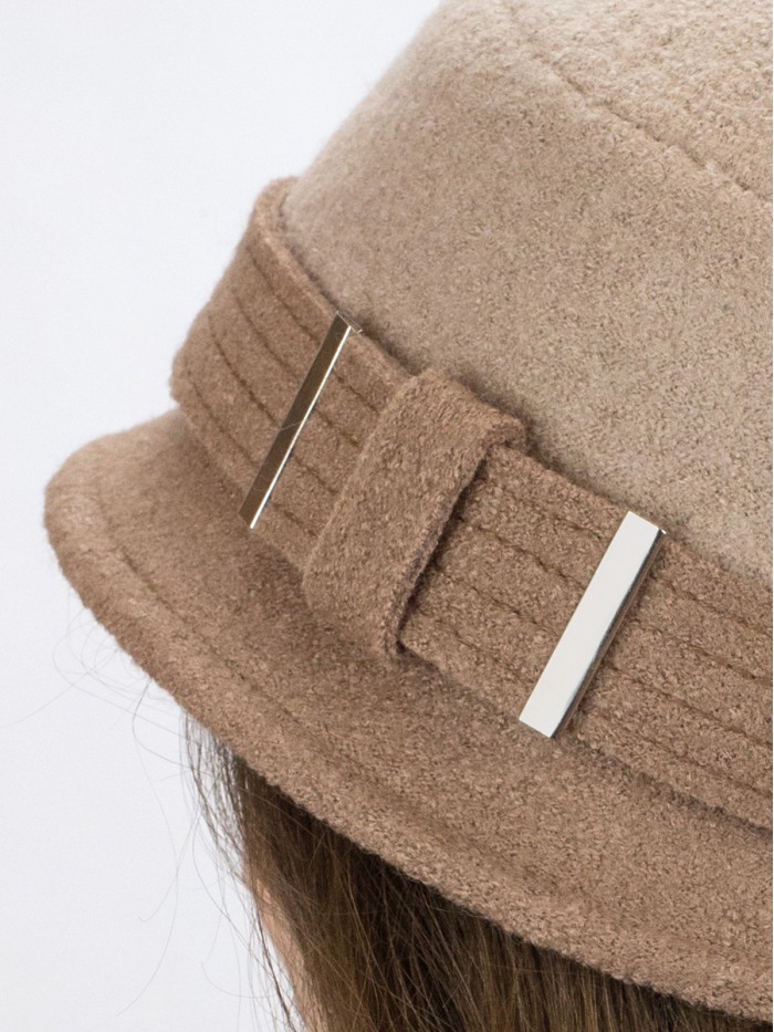 Шляпка "Клош" с декором цвет бежевый-темно-бежевый Д-651/9