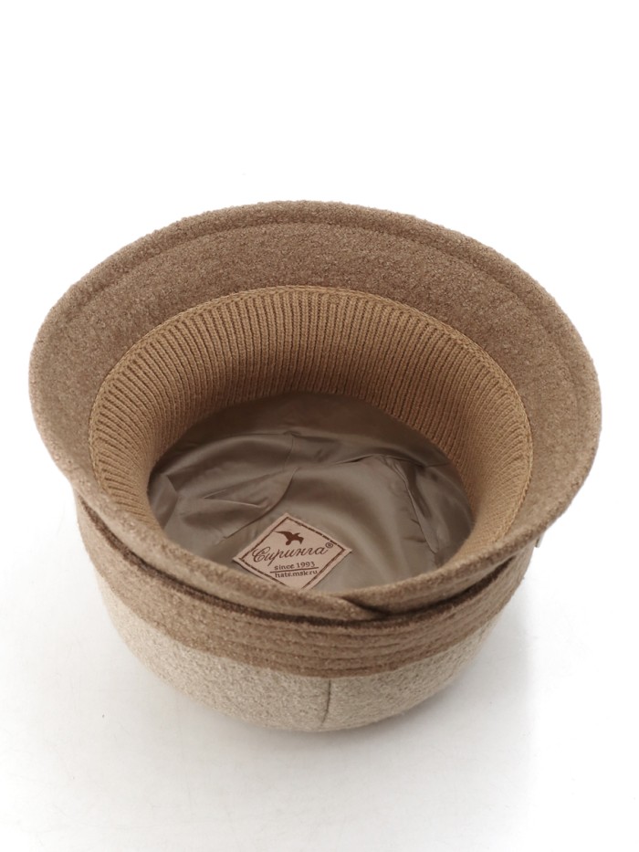 Шляпка "Клош" с декором цвет бежевый-темно-бежевый Д-651/9