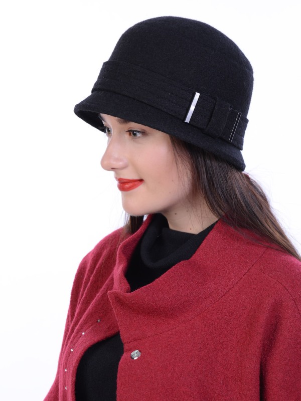 Шляпка "Клош" с декором цвет черный Д-651/9