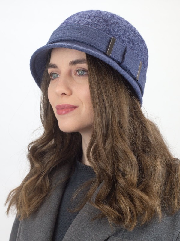 Шляпка "Клош" с декором цвет джинсовый меланж-светлый джинс Д-651/9