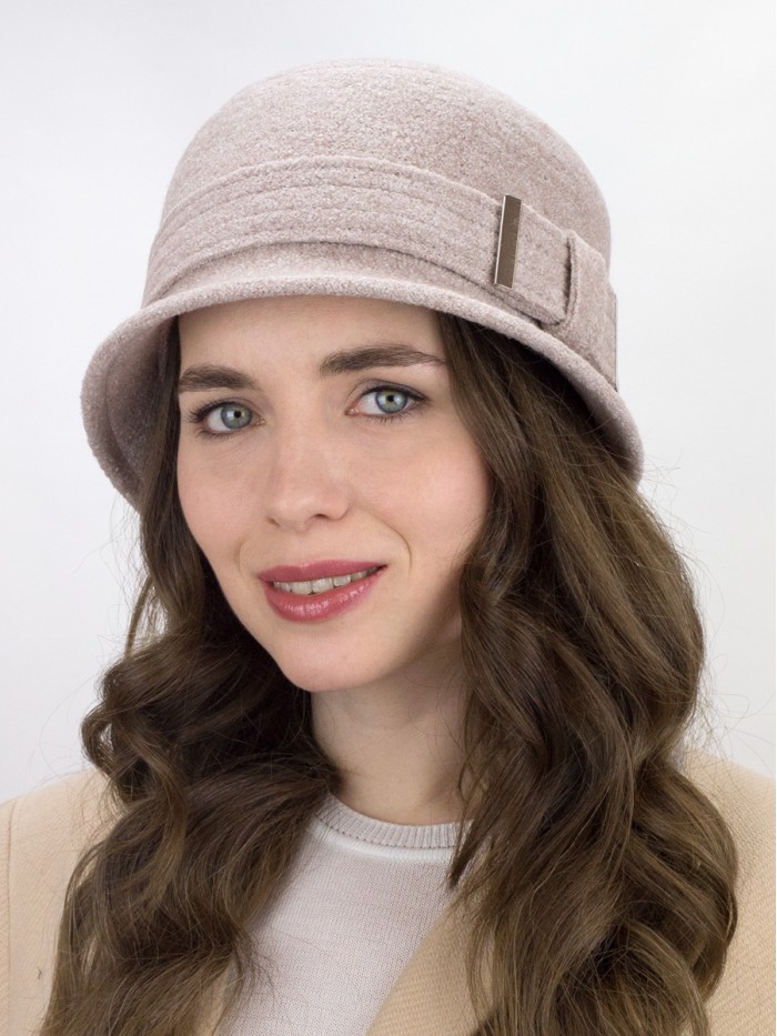 Шляпка "Клош" с декором цвет кофе со сливками Д-651/9