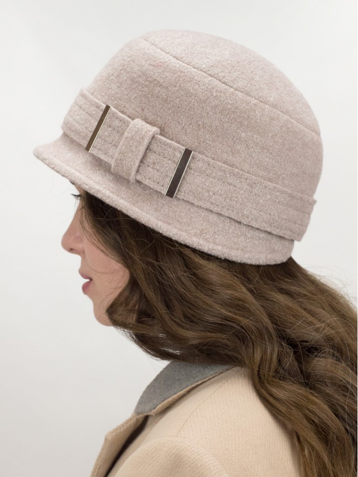 Шляпка "Клош" с декором цвет кофе со сливками Д-651/9