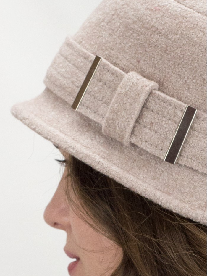 Шляпка "Клош" с декором цвет кофе со сливками Д-651/9