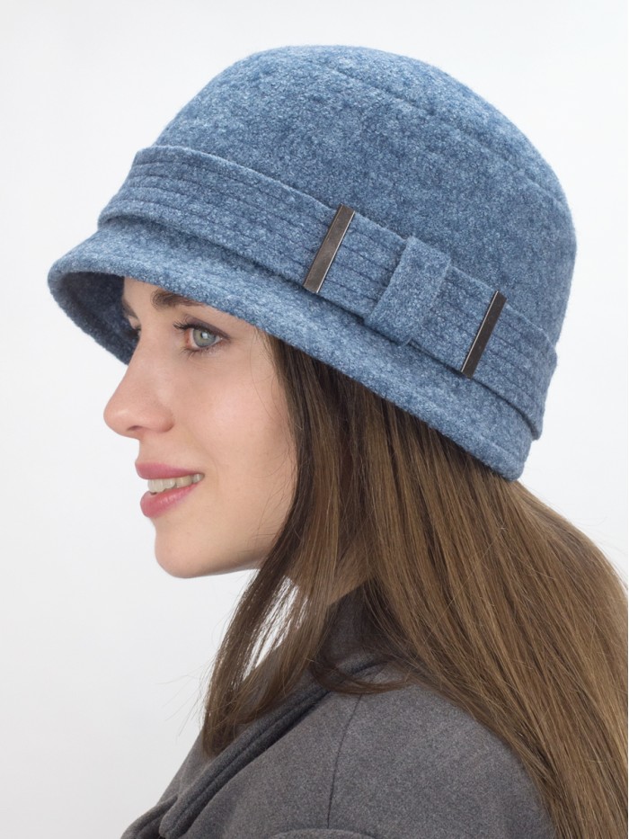 Шляпка "Клош" с декором цвет светло-бирюзовый меланж Д-651/9