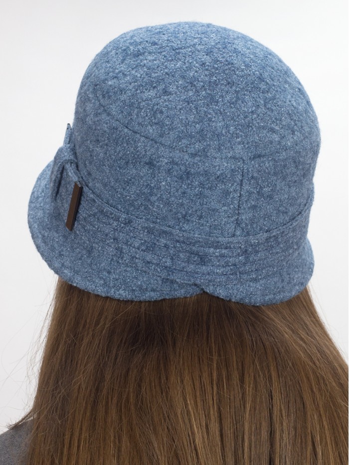 Шляпка "Клош" с декором цвет светло-бирюзовый меланж Д-651/9