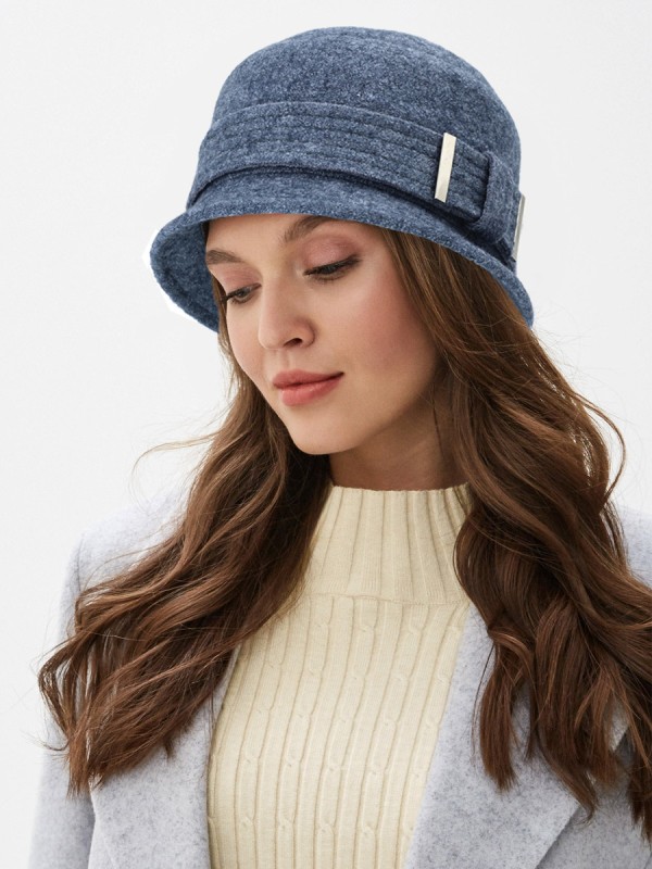 Шляпка "Клош" с декором цвет светло-бирюзовый меланж Д-651/9