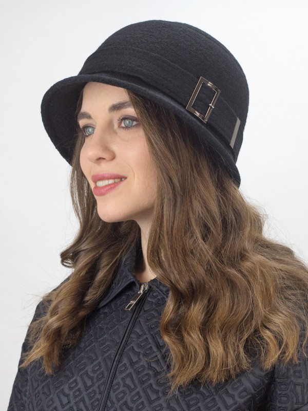Шляпа с декоративной пряжкой цвет черный Д-652/5 Шляпа с декоративной пряжкой цвет черный Д-652/5