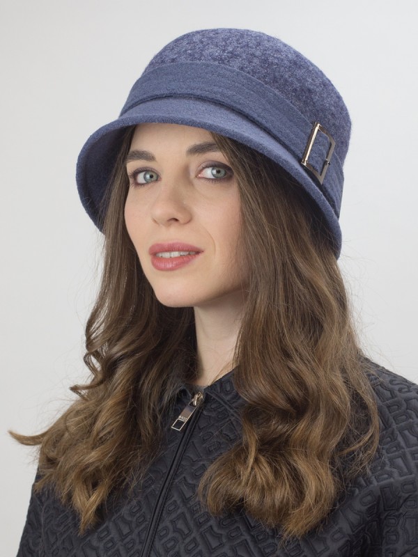 Шляпа с декоративной пряжкой цвет джинсовый меланж-светлый джинс Д-652/5 Шляпа с декоративной пряжкой цвет джинсовый меланж-светлый джинс Д-652/5