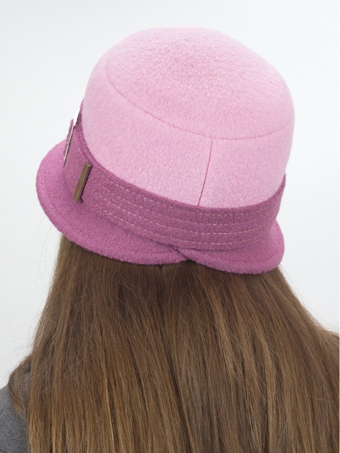 Шляпа с декоративной пряжкой цвет розовая пудра-темная лаванда Д-652/5
