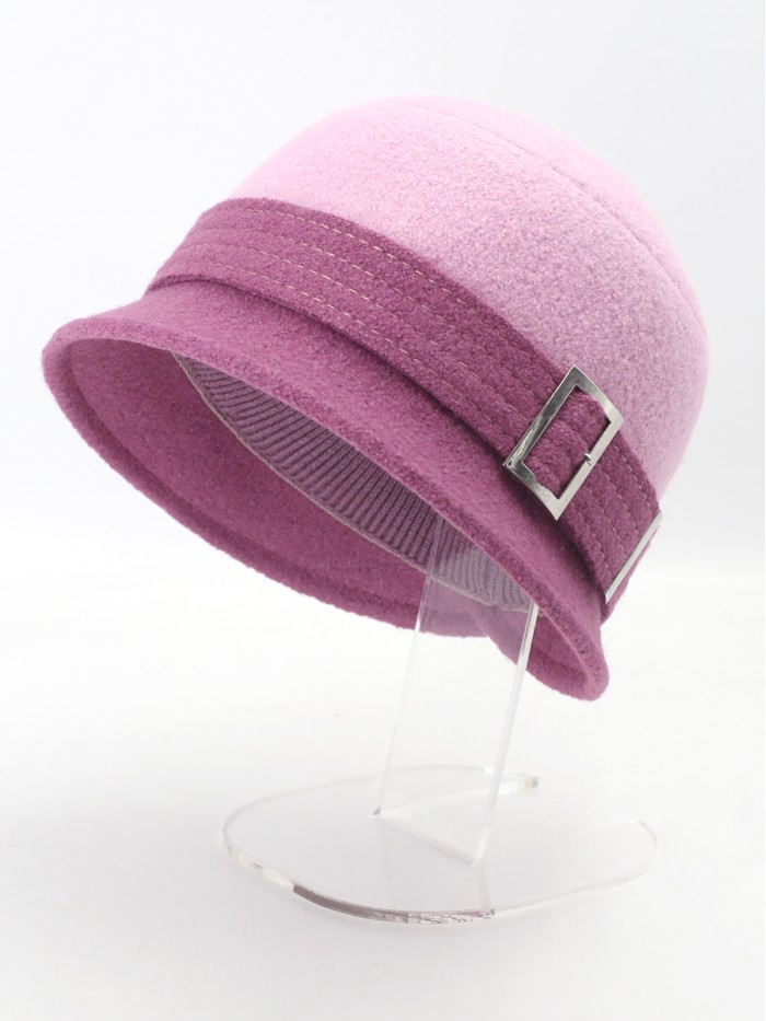 Шляпа с декоративной пряжкой цвет розовая пудра-темная лаванда Д-652/5