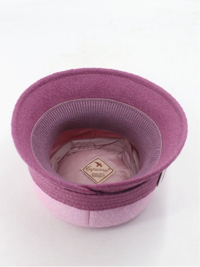 Шляпа с декоративной пряжкой цвет розовая пудра-темная лаванда Д-652/5