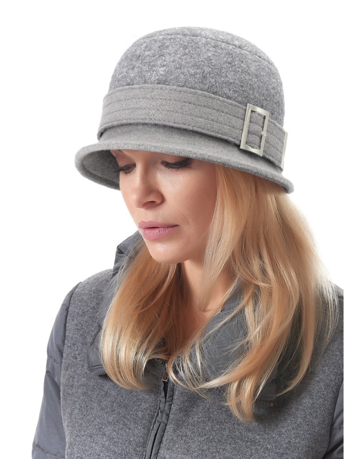 Шляпа с декоративной пряжкой цвет серый меланж-серый Д-652/5
