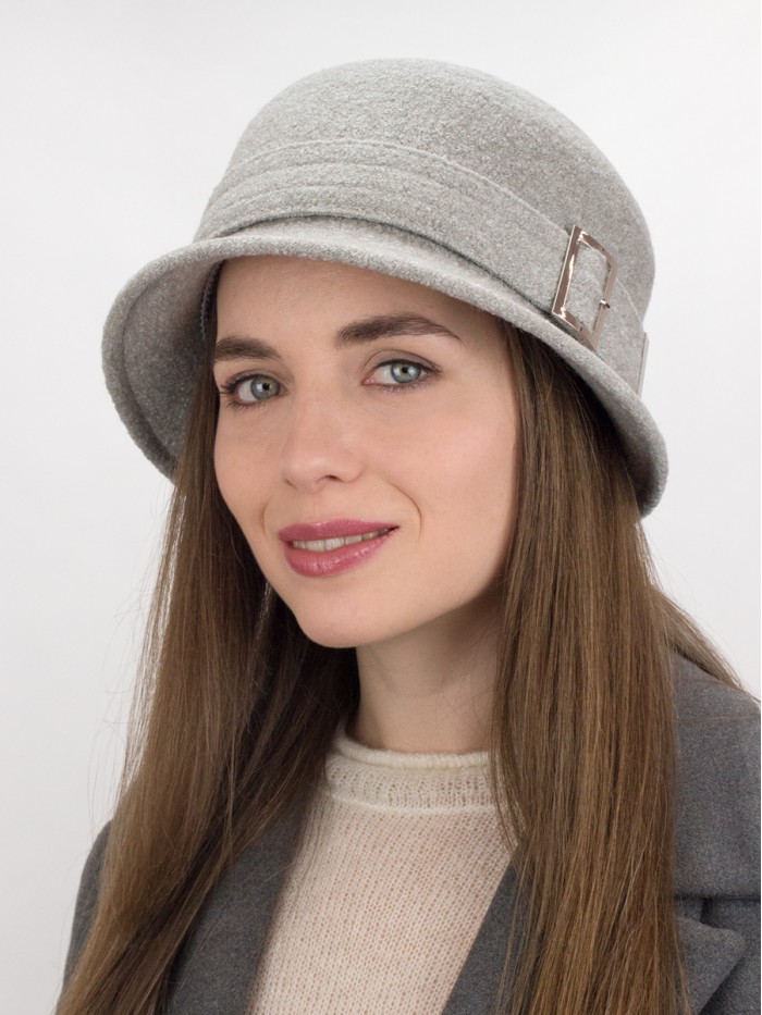 Шляпа с декоративной пряжкой цвет серый Д-652/5