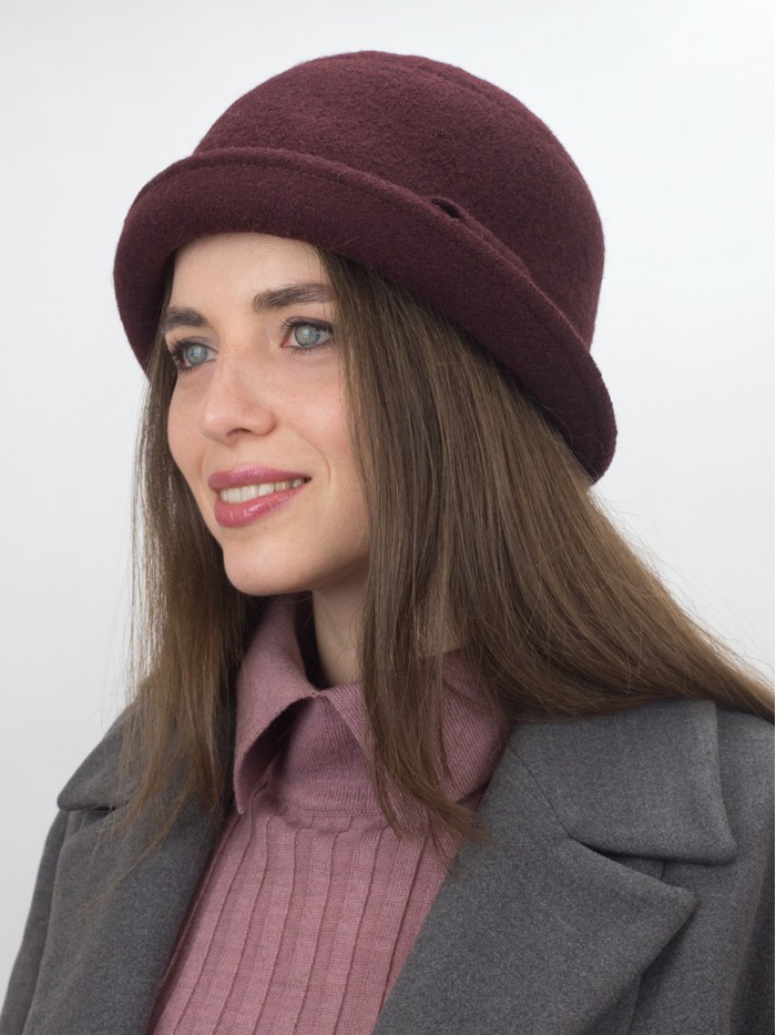 Шляпка с элегантным декором цвет коричнево-бордовый Д-653А