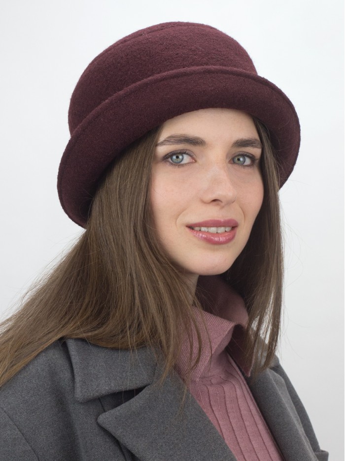 Шляпка с элегантным декором цвет коричнево-бордовый Д-653А