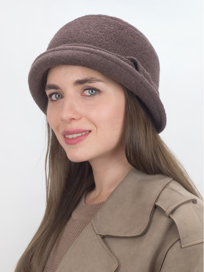 Шляпка с элегантным декором цвет коричневый Д-653А