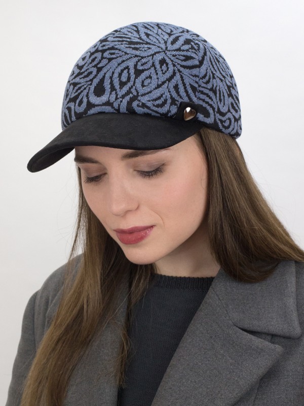 Оригинальная комбинированная бейсболка цвет джинсовый-черный Д-700/3