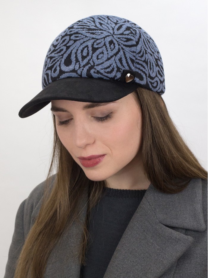 Оригинальная комбинированная бейсболка цвет джинсовый-черный Д-700/3