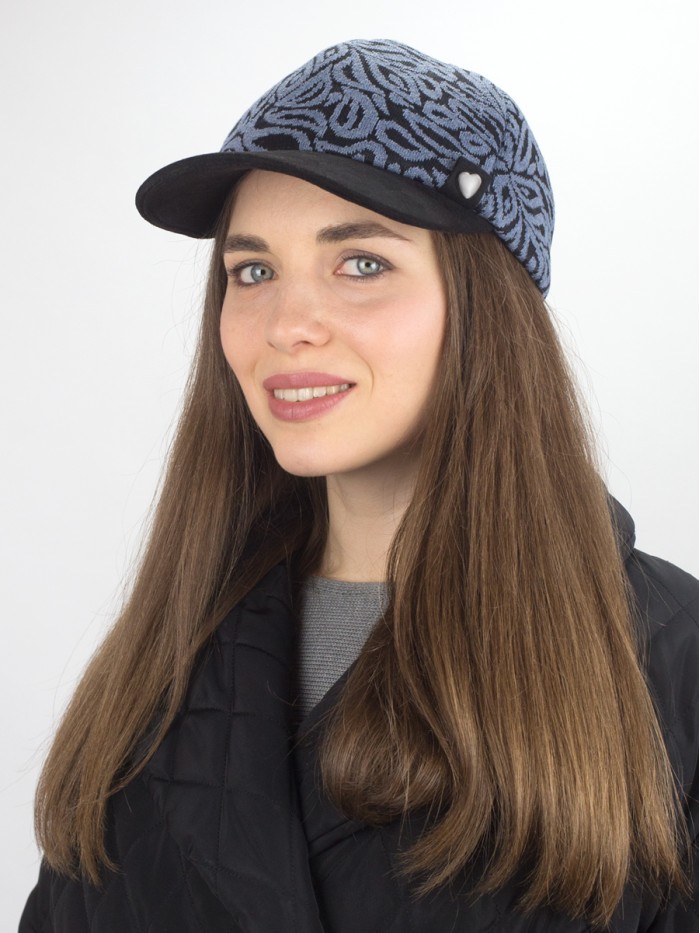 Оригинальная комбинированная бейсболка цвет джинсовый-черный Д-700/3