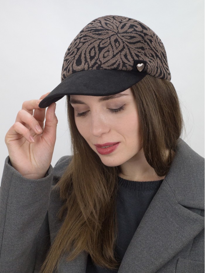 Оригинальная комбинированная бейсболка цвет коричнево-черный Д-700/3