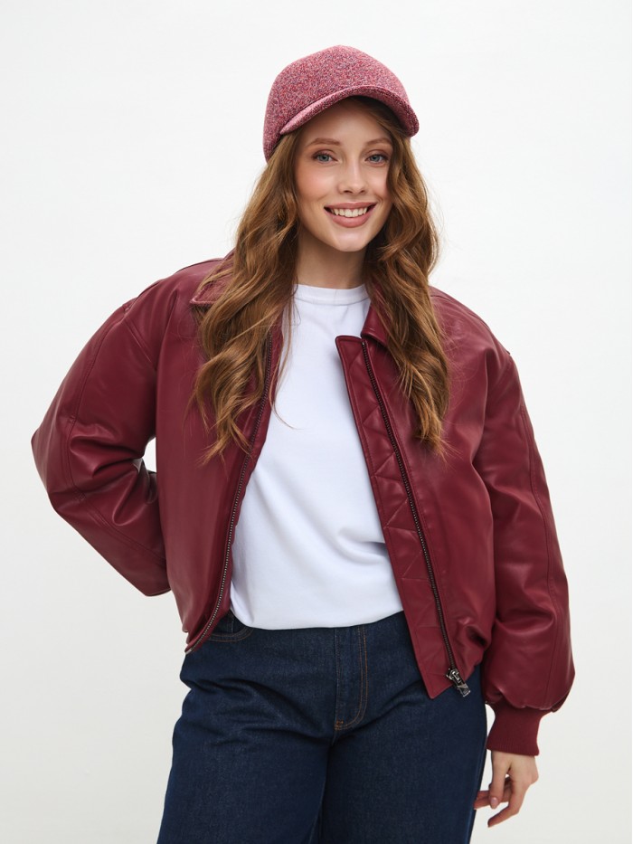 Бейсболка с оригинальной текстурой цвет коралловый Д-701/1