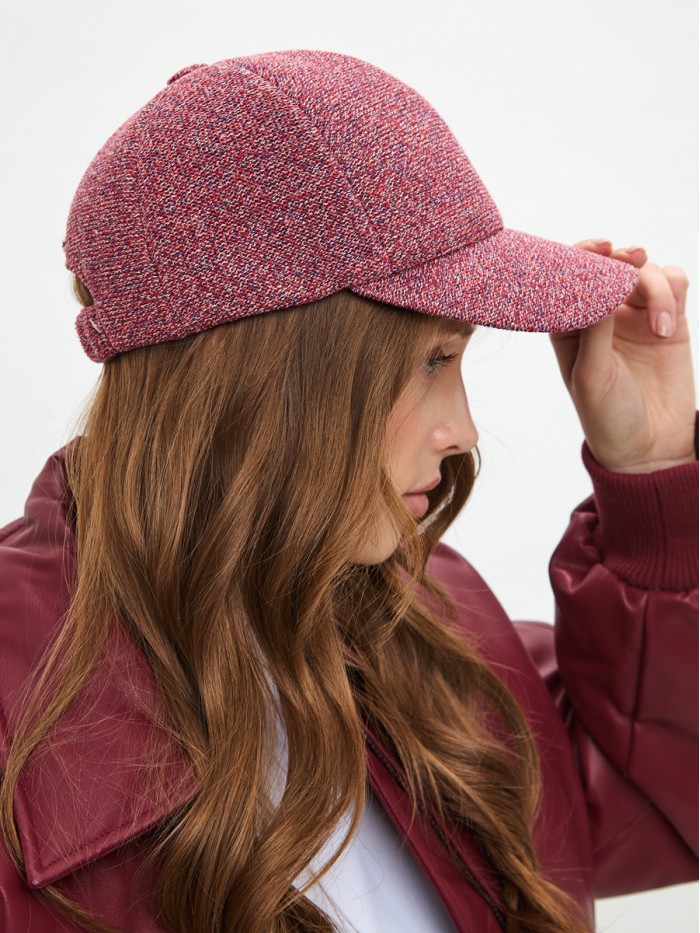 Бейсболка с оригинальной текстурой цвет коралловый Д-701/1