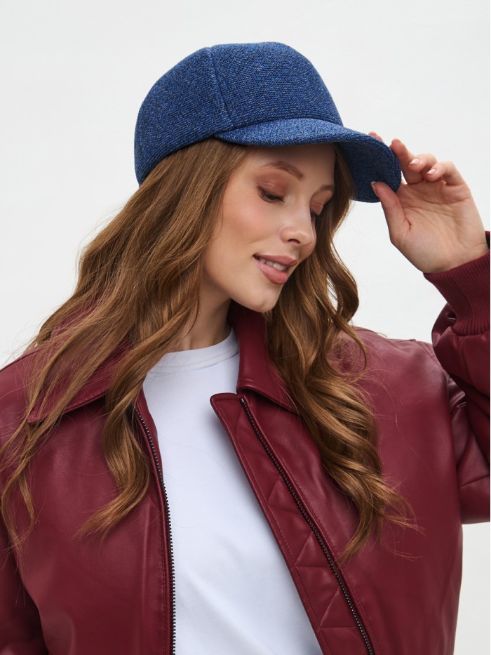 Бейсболка с оригинальной текстурой цвет синий Д-701/1