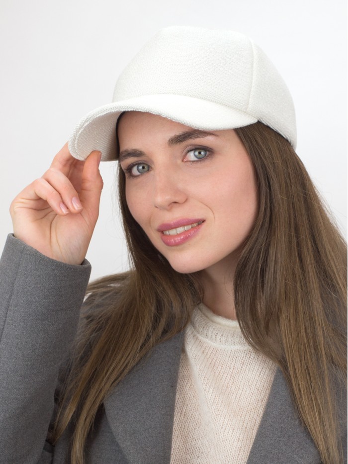 Бейсболка с металлизированным эффектом цвет белый Д-701