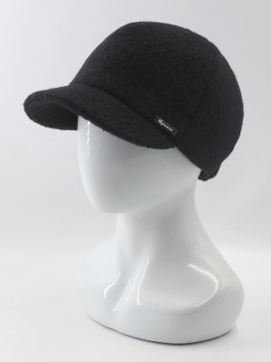 Женственная шерстяная бейсболка цвет черный Д-739
