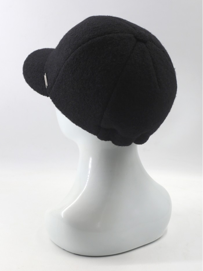 Женственная шерстяная бейсболка цвет черный Д-739