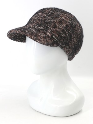 Женственная шерстяная бейсболка цвет коричневый-черный-белый Д-739