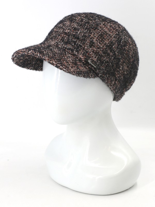 Женственная шерстяная бейсболка цвет коричневый-черный-белый Д-739
