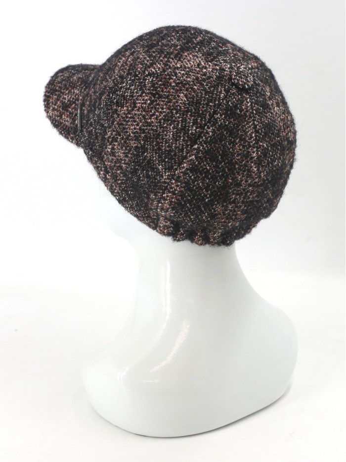 Женственная шерстяная бейсболка цвет коричневый-черный-белый Д-739