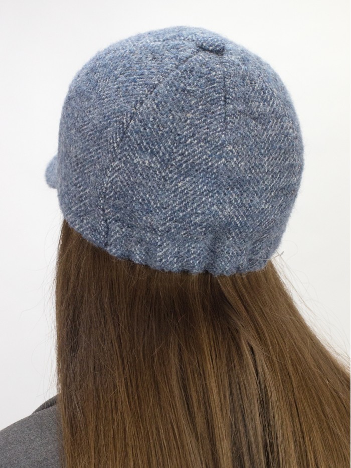 Женственная шерстяная бейсболка цвет синий-белый Д-739