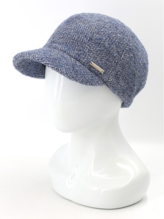 Женственная шерстяная бейсболка цвет синий-белый Д-739