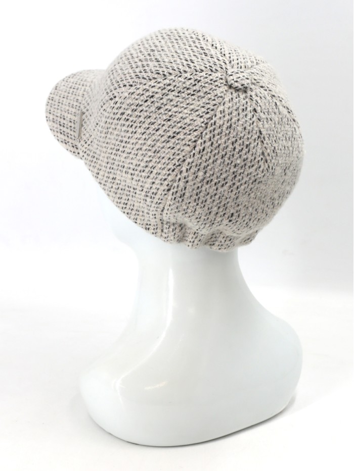 Женственная шерстяная бейсболка цвет светло-бежевый-черный Д-739