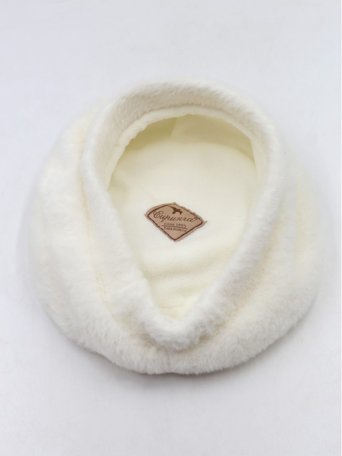 Объемный утепленный берет цвет белый Д-824