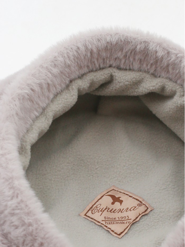 Объемный утепленный берет цвет жемчужный Д-824