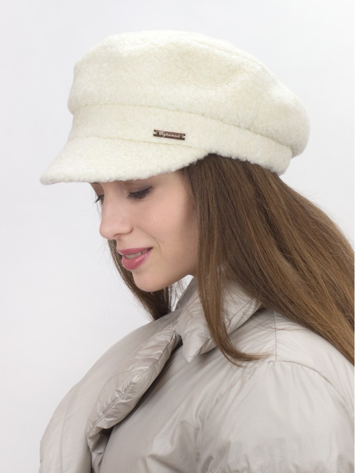Фуражка меховая из эко-овчины цвет белый Д-835/2