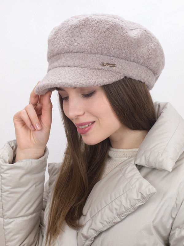 Фуражка меховая из эко-овчины цвет кофейный Д-835/2