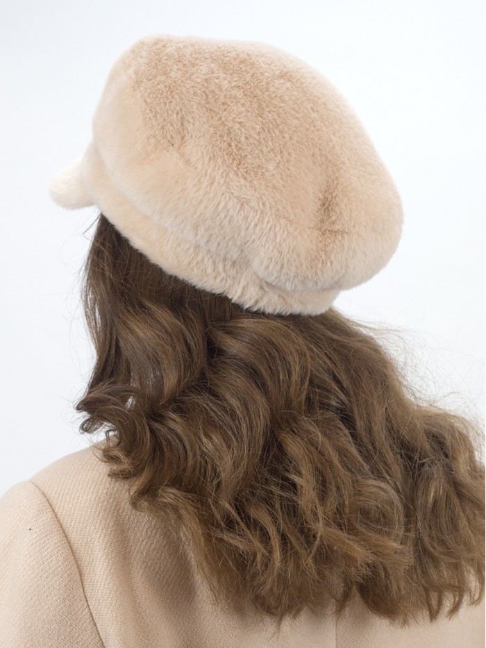 Фуражка из эко меха цвет кремовый Д-835Ф