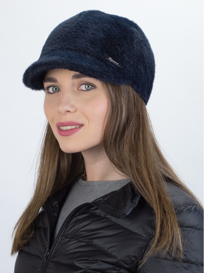 Женственная бейсболка темно-синего цвета Д-839