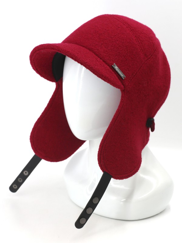 Демисезонная бейсболка с длинными ушками цвета клюква Д-840/1Л