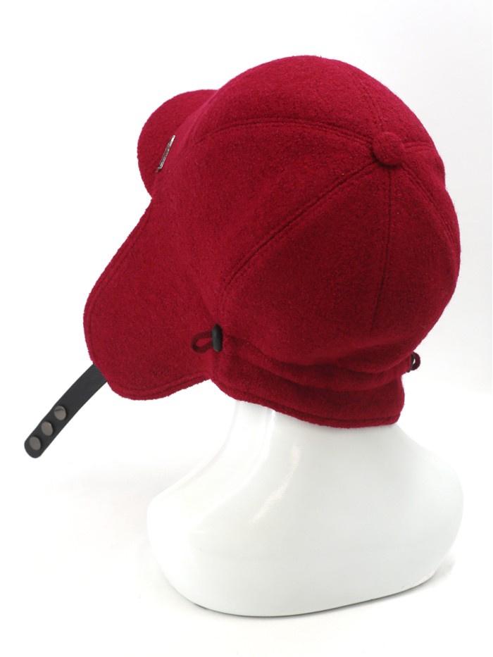 Демисезонная бейсболка с длинными ушками цвета клюква Д-840/1Л