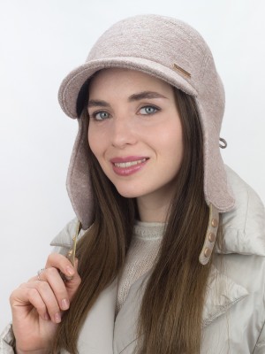 Демисезонная бейсболка с длинными ушками цвета кофе со сливками Д-840/1Л