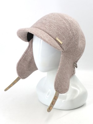 Демисезонная бейсболка с длинными ушками цвета кофе со сливками Д-840/1Л