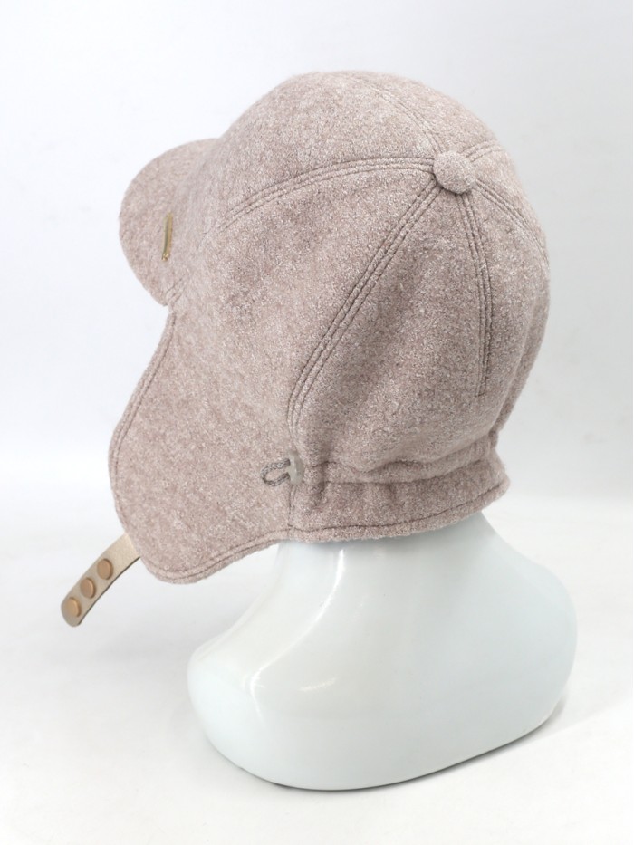 Демисезонная бейсболка с длинными ушками цвета кофе со сливками Д-840/1Л