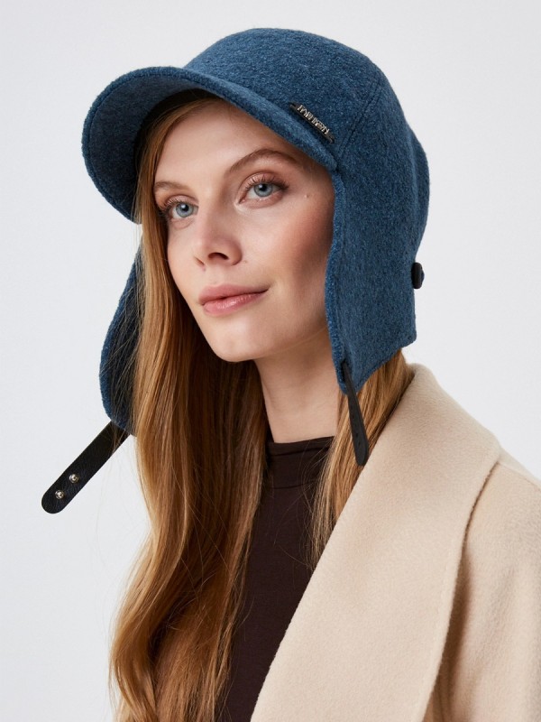 Демисезонная бейсболка с длинными ушками цвета морской волны Д-840/1Л