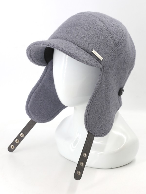 Демисезонная бейсболка с длинными ушками темно-серого цвета Д-840/1Л